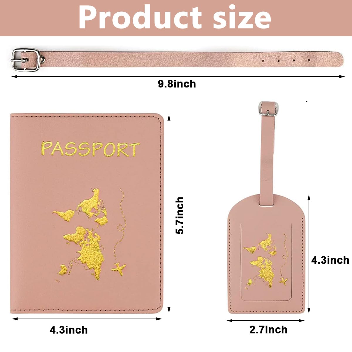 PALAY Passport Holder and Luggage Tag Set, Travel Must Haves Leather Luggage Tags for Storing Passport Boarding Passes Credit Cards Label Card, Pink PALAY Passport Holder and Luggage Tag Set, Travel Must Haves Leather Luggage Tags for Storing Passport Boarding Passes Credit Cards Label Card, Pink